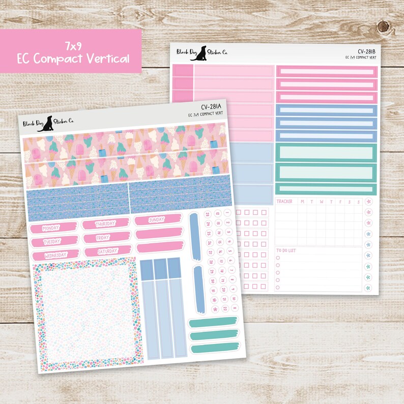 CV-281 Erin Condren EC 7x9 Compact Vertical Weekly Kit - Ice Cream ...
