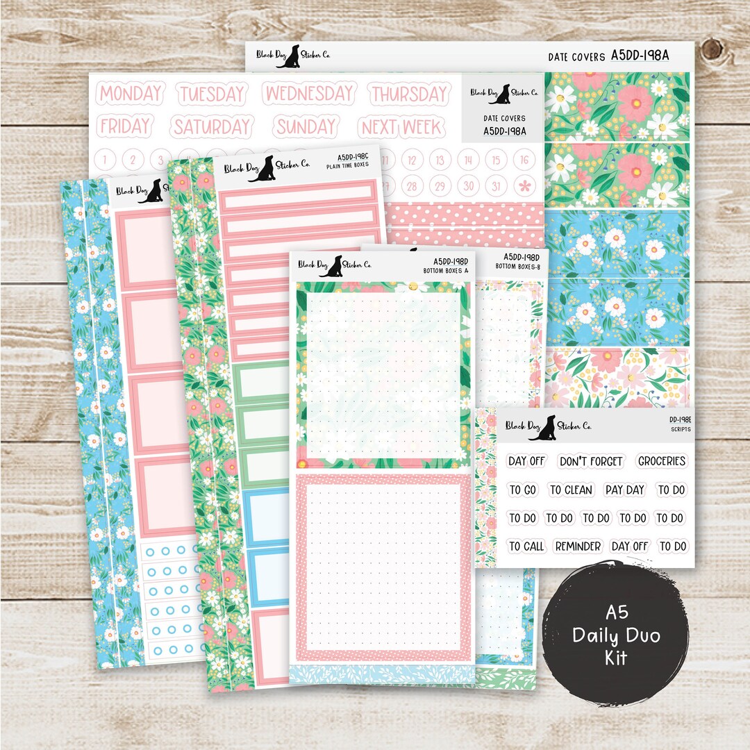 Erin Condren EC A5 Daily Duo Weekly Kit - March Florals - Planner ...