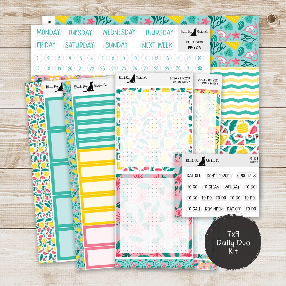 DD-221 EC 7x9 Daily Duo Weekly Kit - Beach Day - Planner Stickers - Etsy