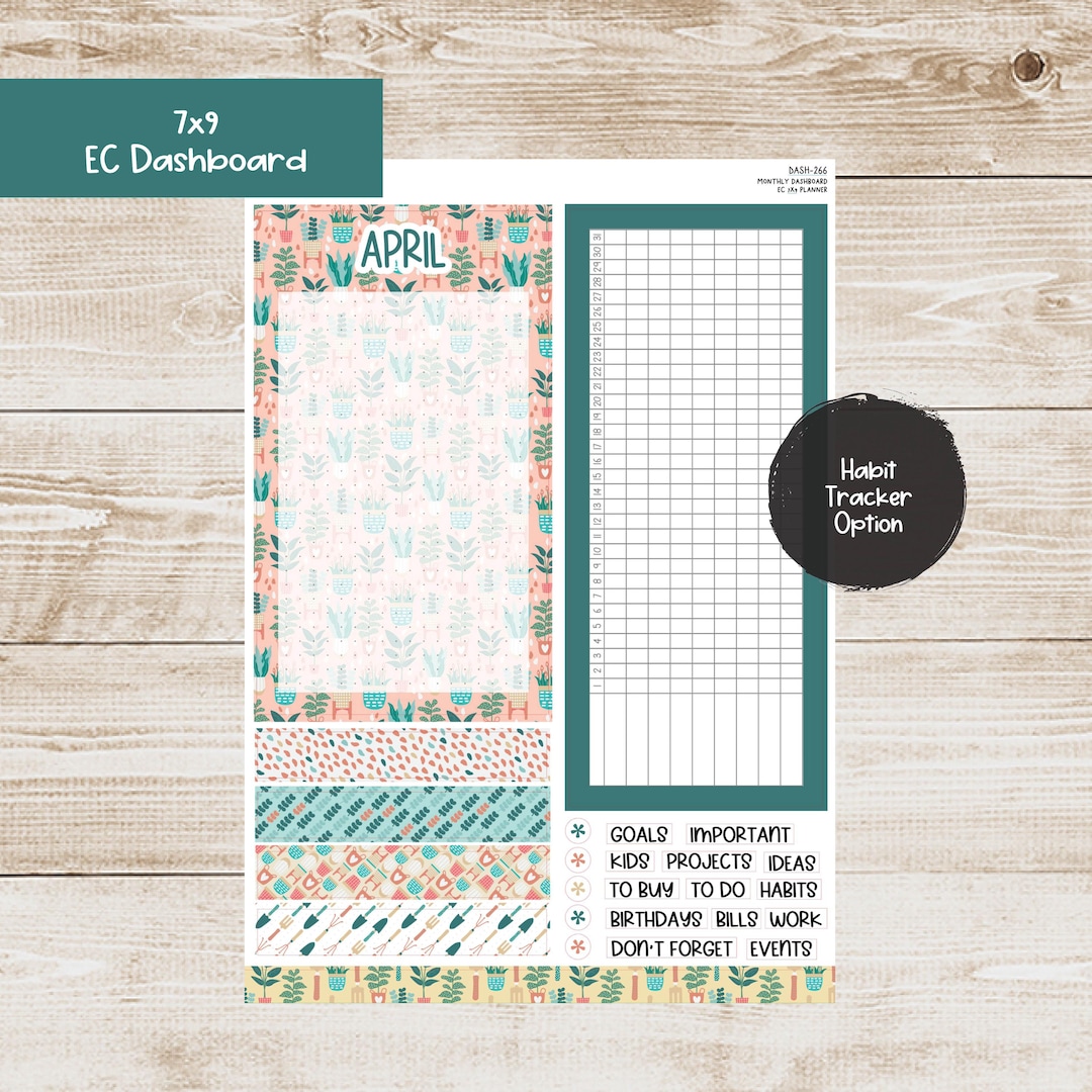 Erin Condren EC 7x9 Dashboard Monthly Kit - April 2025 - Plant Life ...