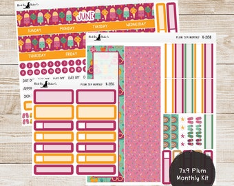 K-215 Plum Paper 7x9 Monthly Kit - June 2024 - Fruity Fun - Planner Stickers