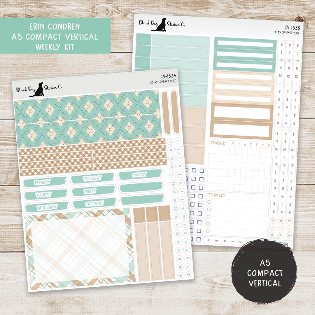 Erin Condren EC A5 Compact Vertical Weekly Kit Plaid Dad Planner ...