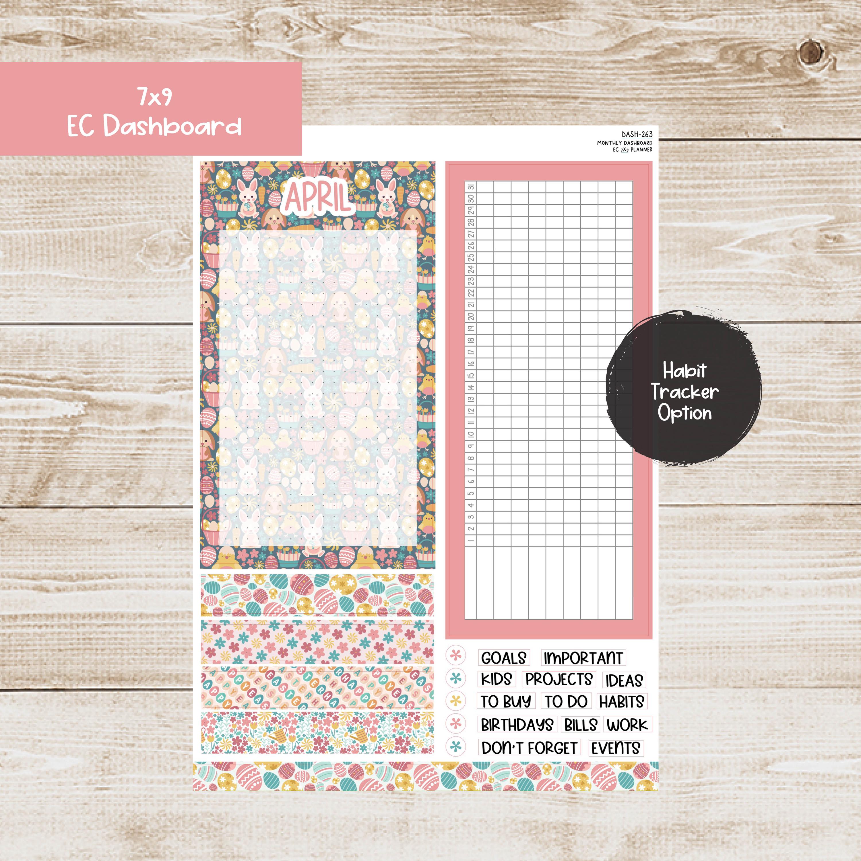 Erin Condren EC 7x9 Dashboard Monthly Kit - April 2025 - Farmhouse ...