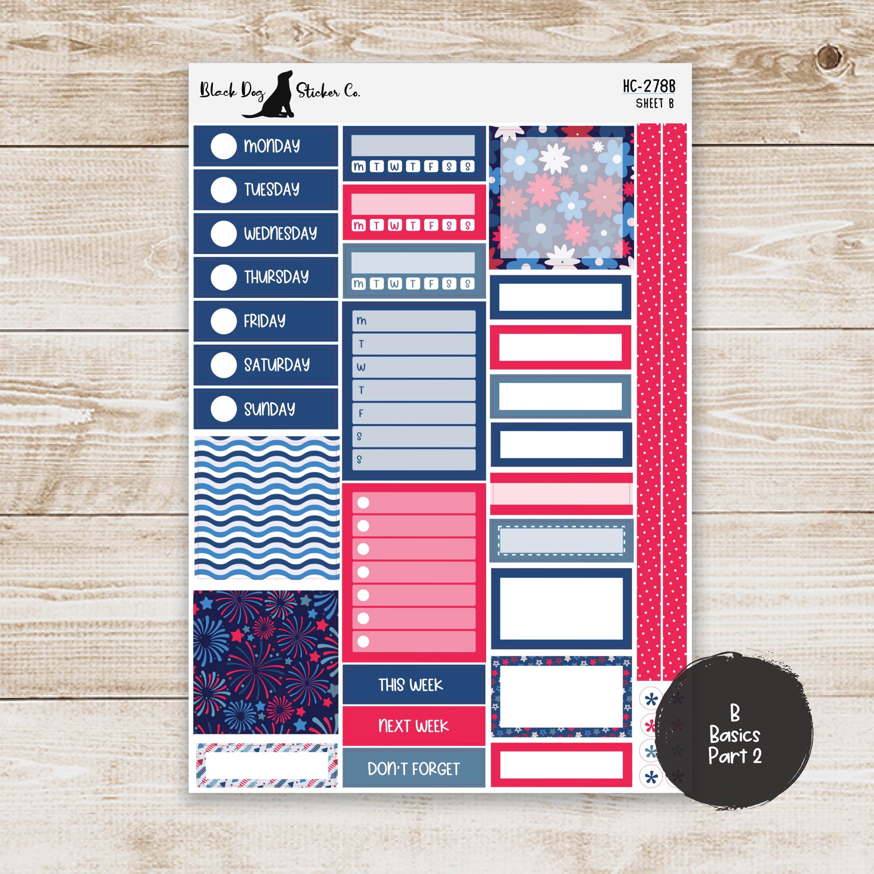 HC-278 Hobonichi Cousin Weekly Kit - Fourth of July - Planner Stickers ...