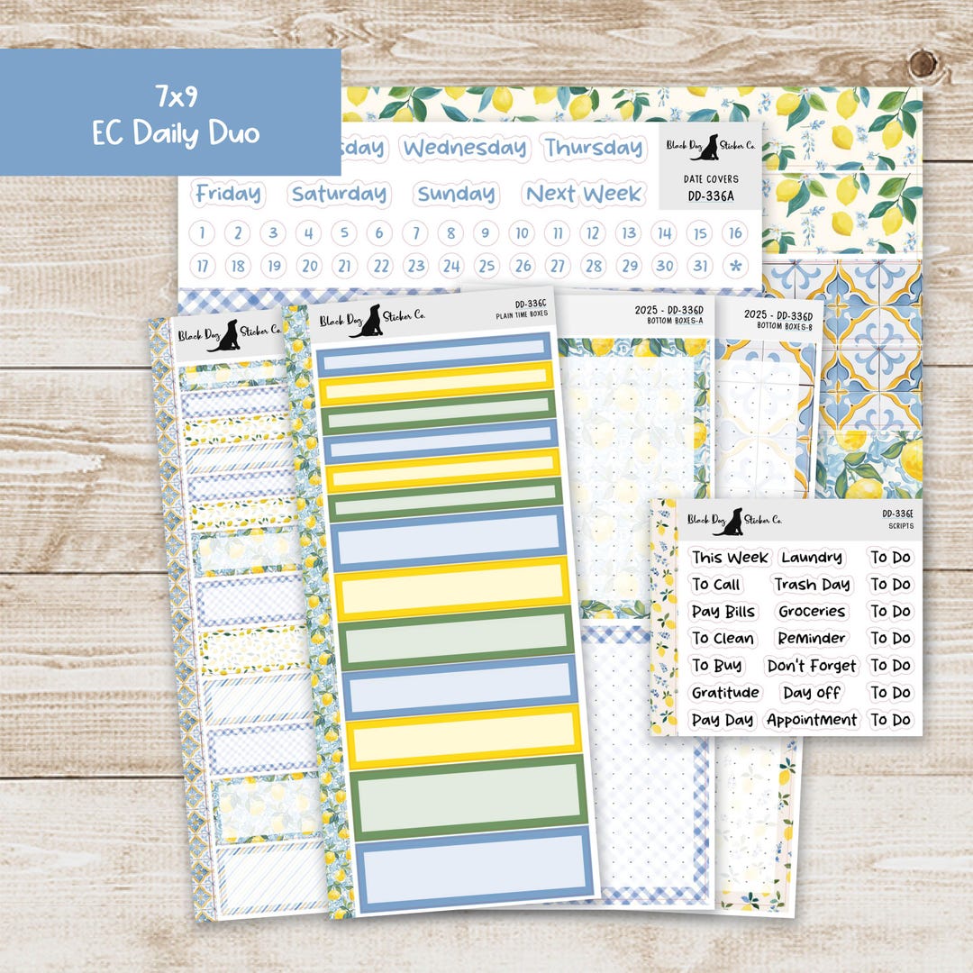 DD-336 EC 7x9 Daily Duo Weekly Kit - Juicy Lemons - Planner Stickers - Etsy