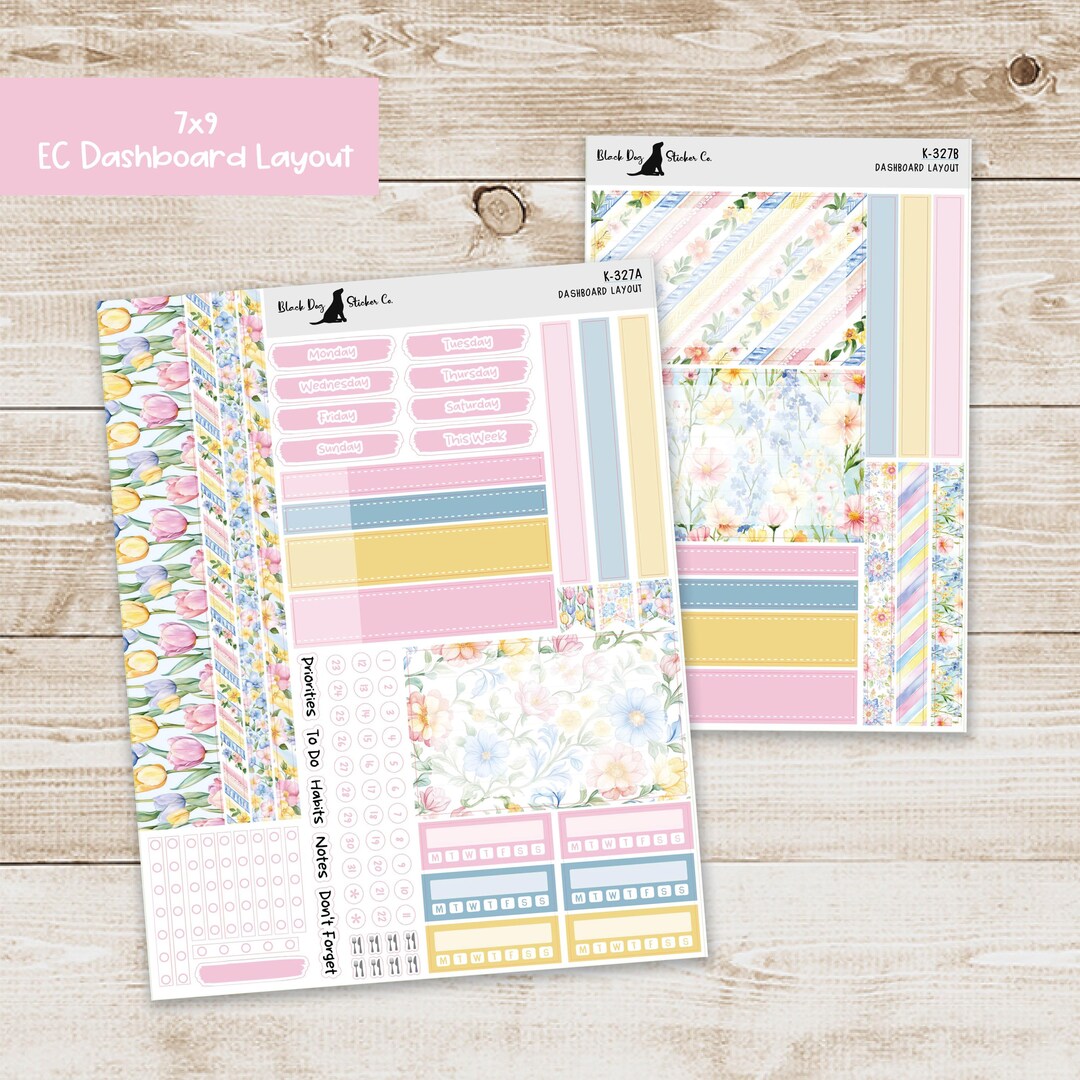 DB-327 Erin Condren EC 7x9 Dashboard Layout Weekly Kit - Spring Flowers ...