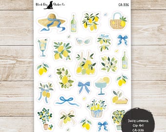 Juicy Lemons - Decorative Summer Clip Art Decor Stickers -  Planner Stickers CA-336