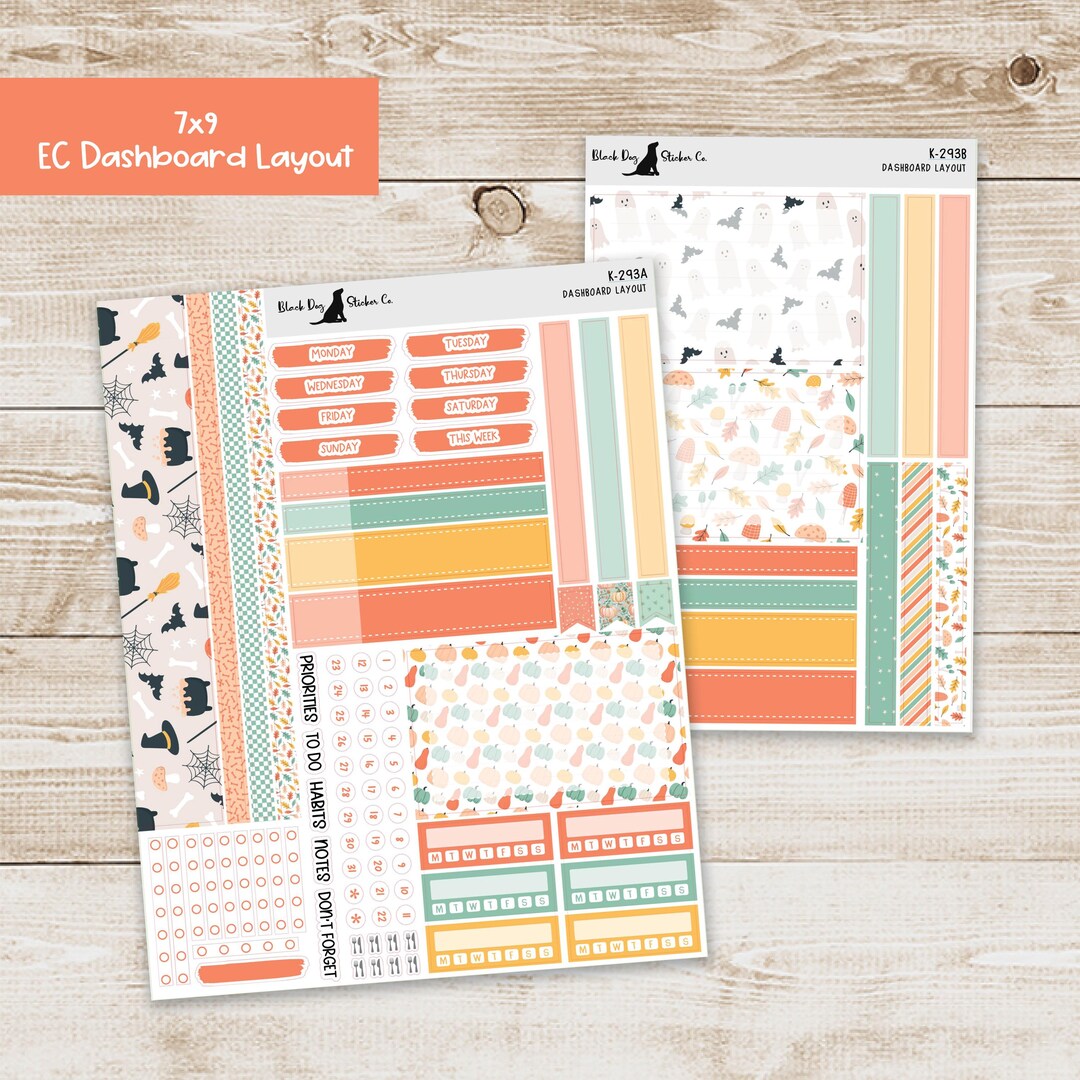 DB-293 Erin Condren EC 7x9 Dashboard Layout Weekly Kit - Spooky Garden ...
