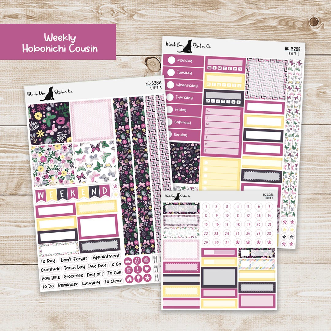 HC-328 Hobonichi Cousin Weekly Kit - Butterfly Garden - Planner ...