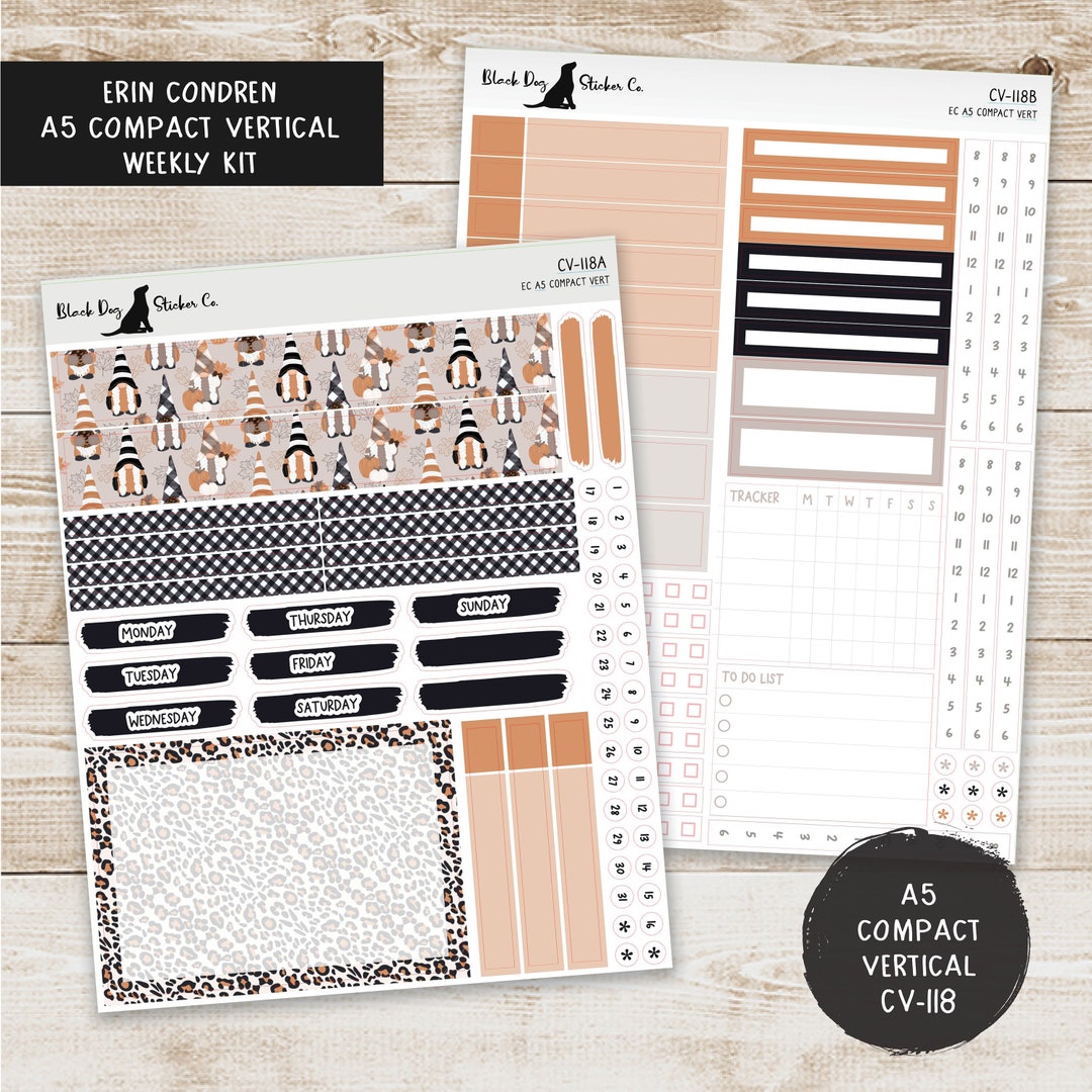 Erin Condren EC A5 Compact Vertical Weekly Kit Fall Gnomes - Etsy