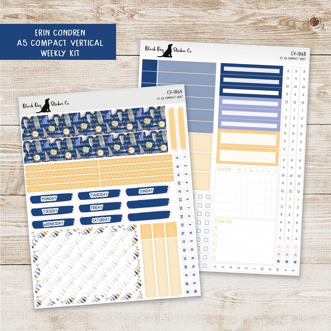 Erin Condren EC A5 Compact Vertical Weekly Kit Happy New Year Planner ...