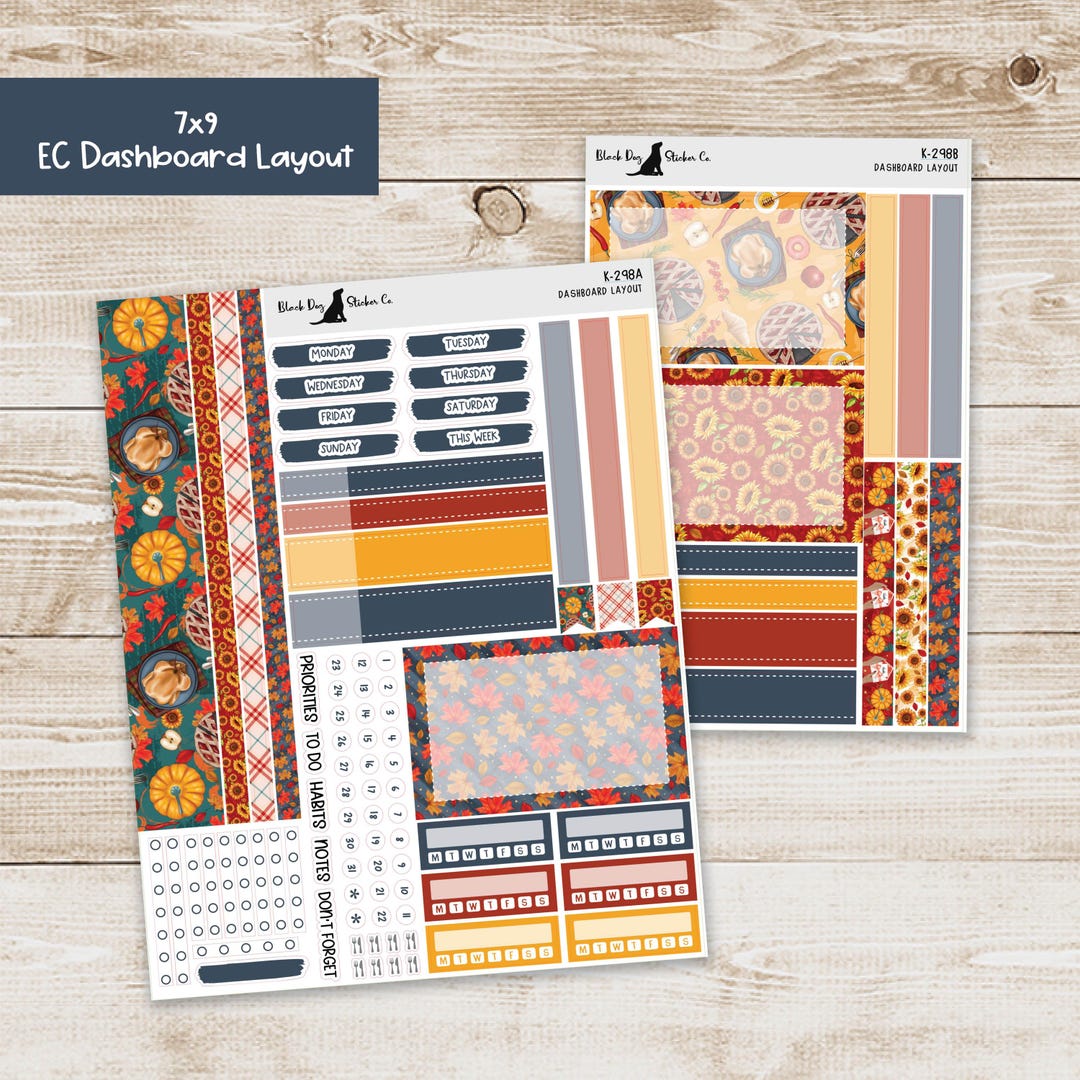 DB-298 Erin Condren EC 7x9 Dashboard Layout Weekly Kit - Thankful ...