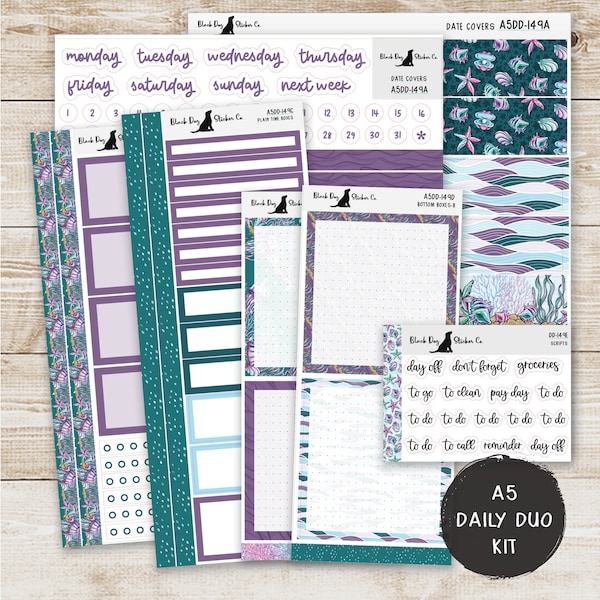 Erin Condren EC A5 Daily Duo Weekly Kit - Mermaid Bliss - Planner Stickers - A5DD-149