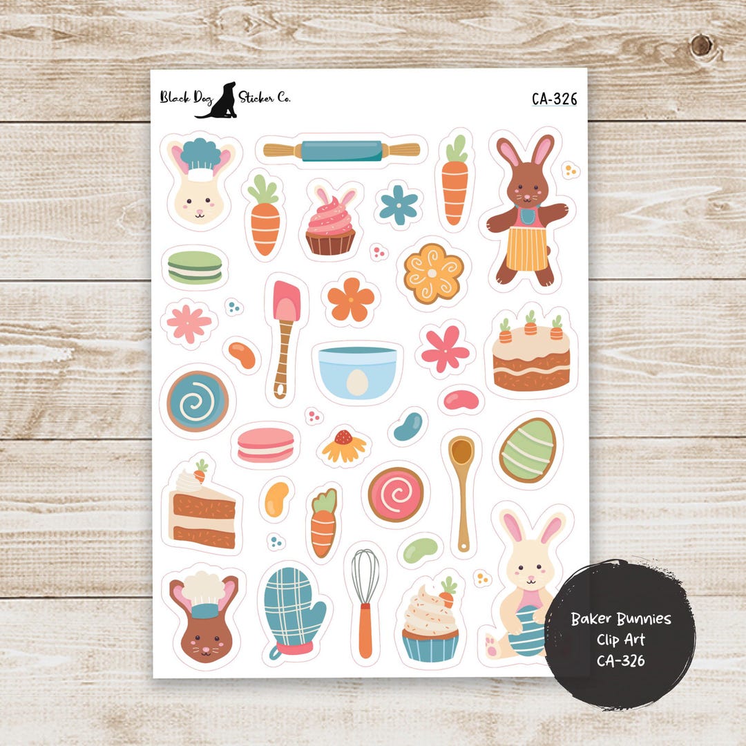 Baker Bunnies - Decorative Spring Easter Decor Clip Art Stickers ...