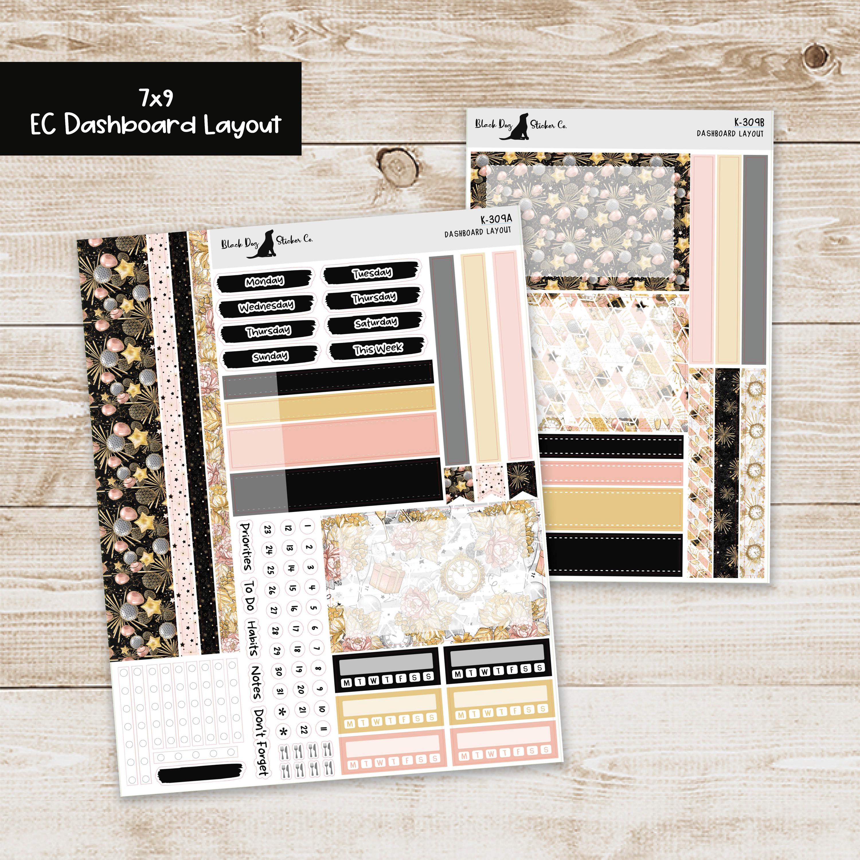 DB-309 Erin Condren EC 7x9 Dashboard Layout Weekly Kit - New Year's ...