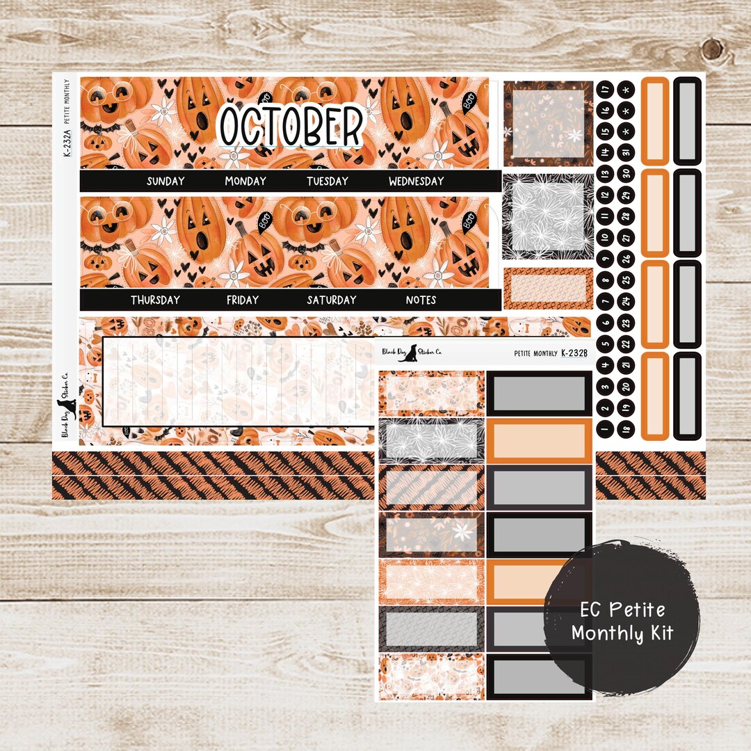PET-232 - Erin Condren Petite Monthly Kit - October 2024 - Boo to You ...