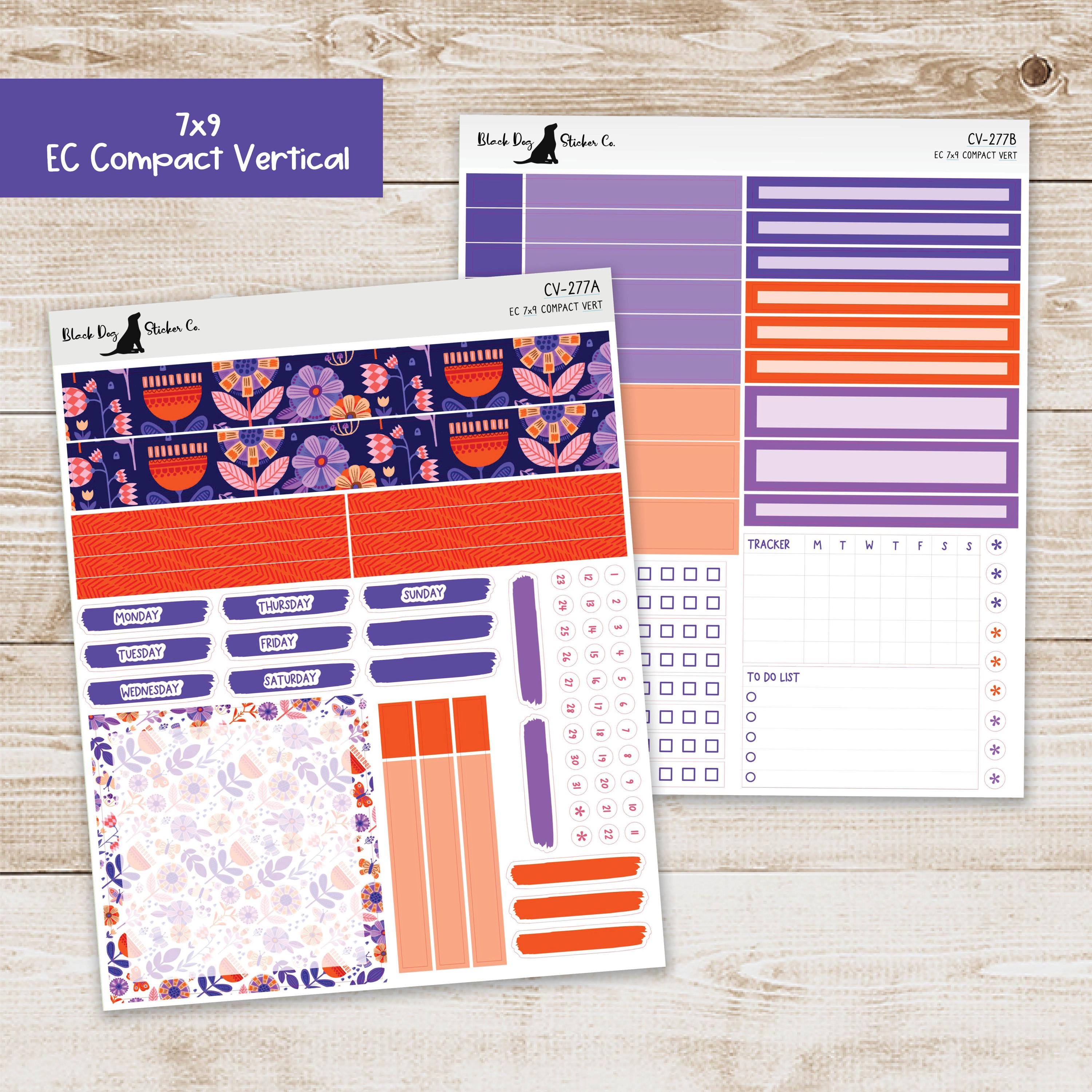 CV-277 Erin Condren EC 7x9 Compact Vertical Weekly Kit - Bright Blooms ...
