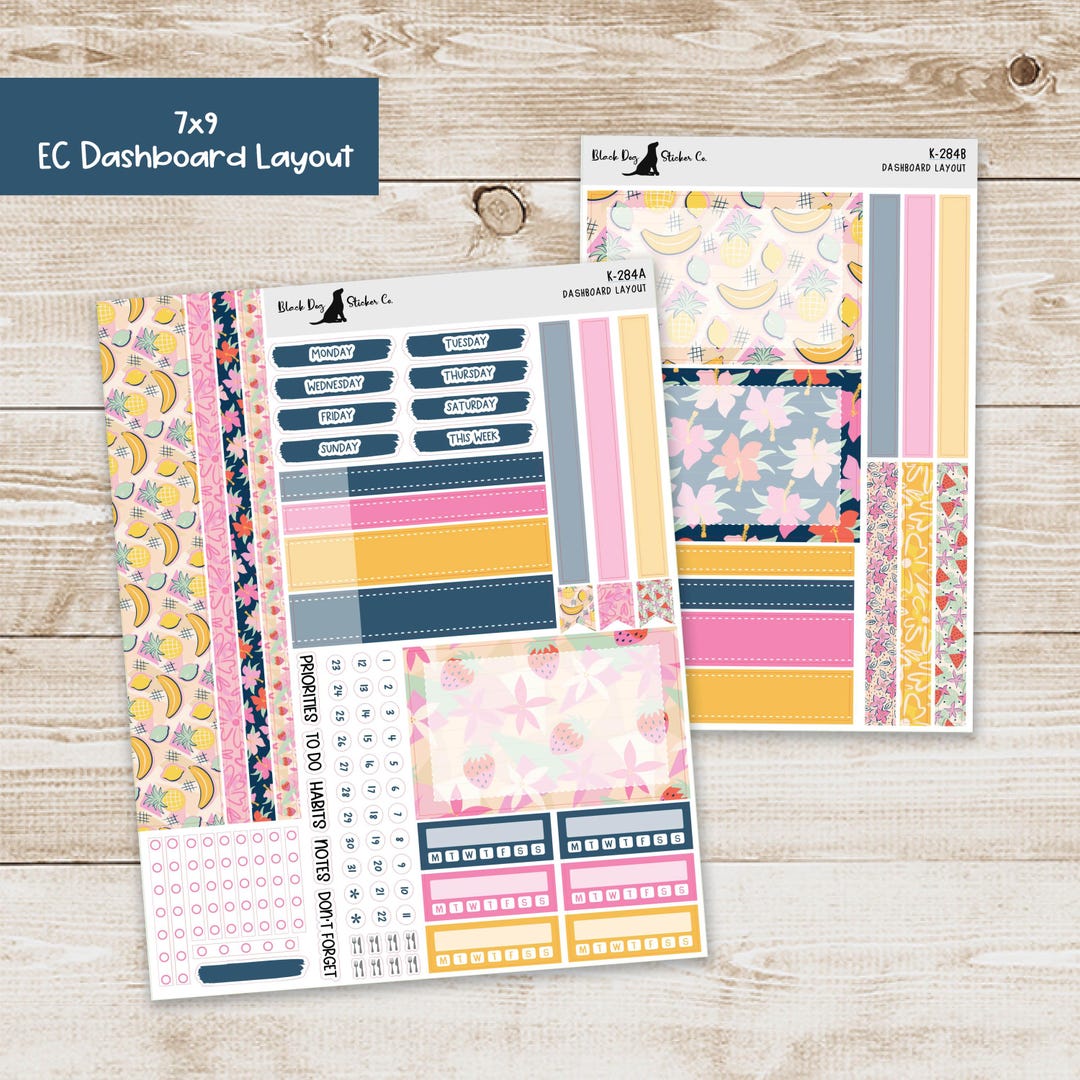 DB-284 Erin Condren EC 7x9 Dashboard Layout Weekly Kit - Fruit Medley ...