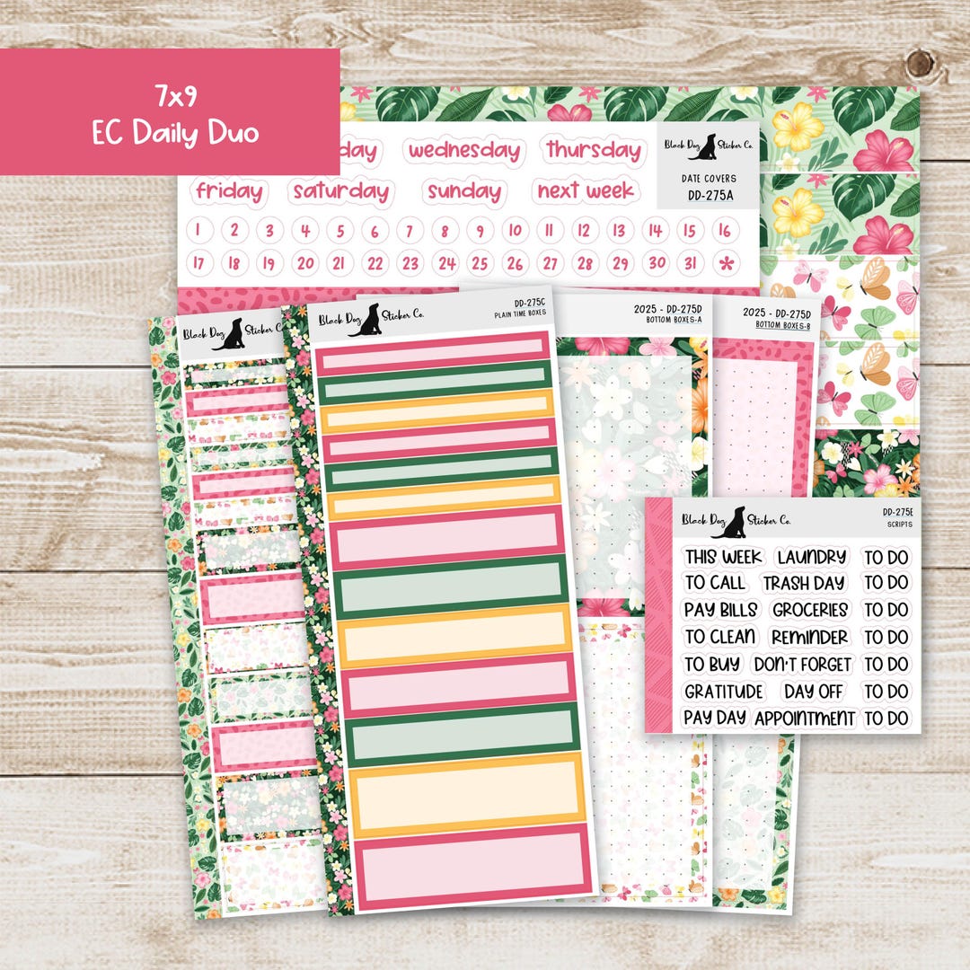 DD-275 EC 7x9 Daily Duo Weekly Kit - Tropical Glow - Planner Stickers ...