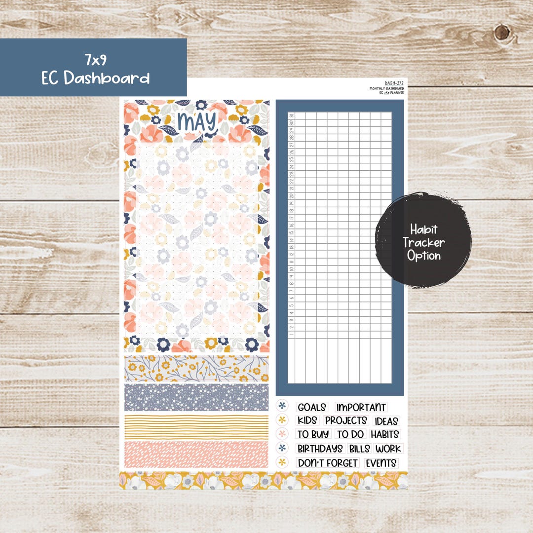 Erin Condren EC 7x9 Dashboard Monthly Kit - May 2025 - Graceful Blooms ...