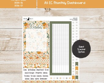 Erin Condren EC A5 Dashboard Monthly Kit - October 2026 - Pumpkin Patch - Planner Stickers - A5D-359