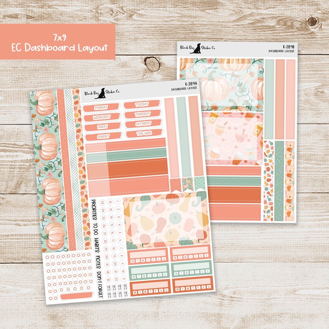 DB-289 Erin Condren EC 7x9 Dashboard Layout Weekly Kit - Fall Pumpkins ...