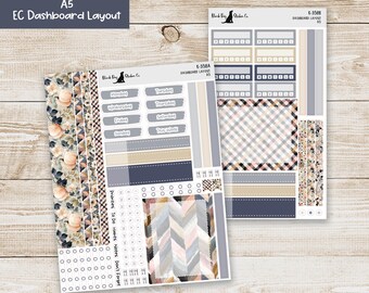 DB-358 Erin Condren EC A5 Dashboard Layout Weekly Kit - Neutral Fall - Planner Stickers