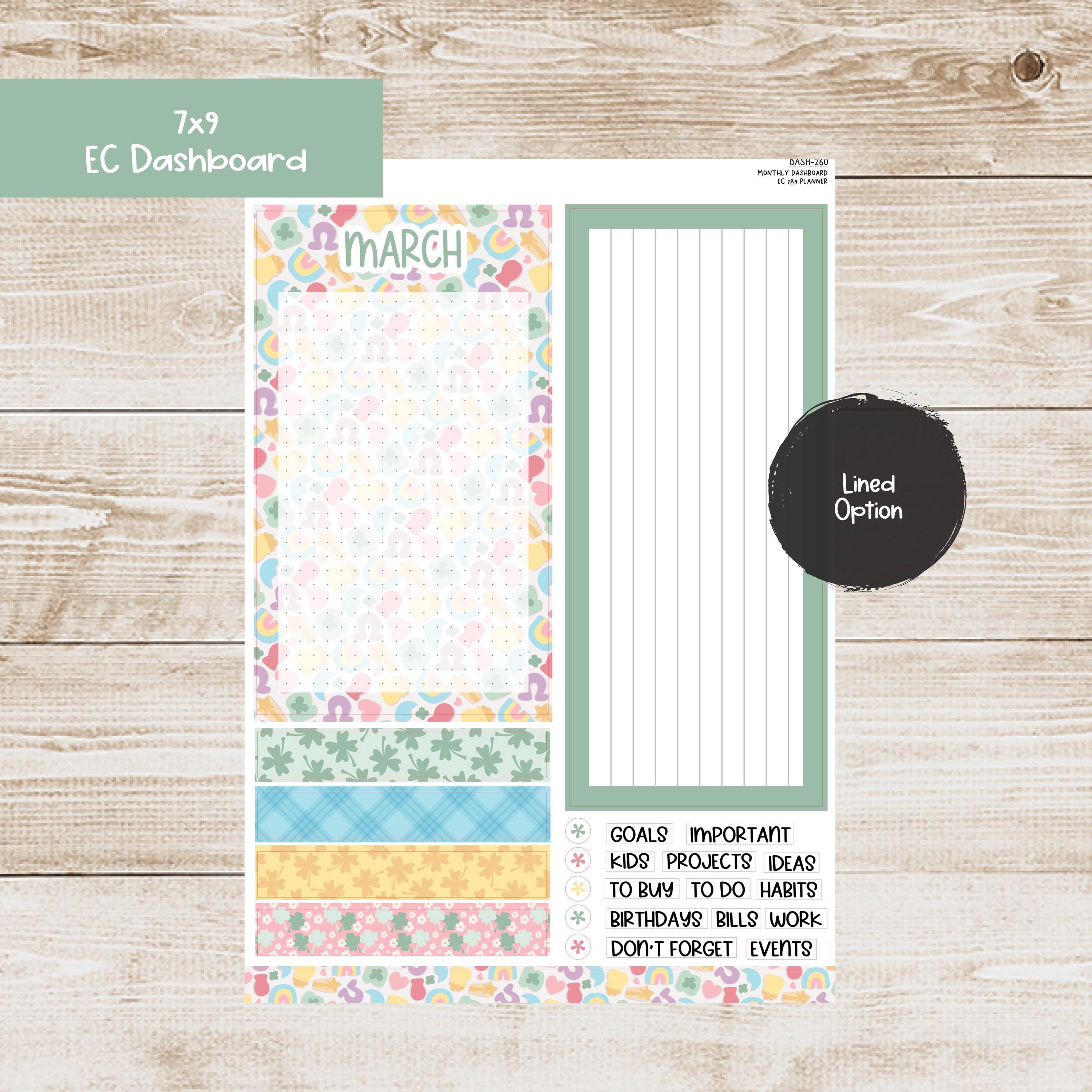 Erin Condren EC 7x9 Dashboard Monthly Kit - March 2025 - Lucky Charm ...