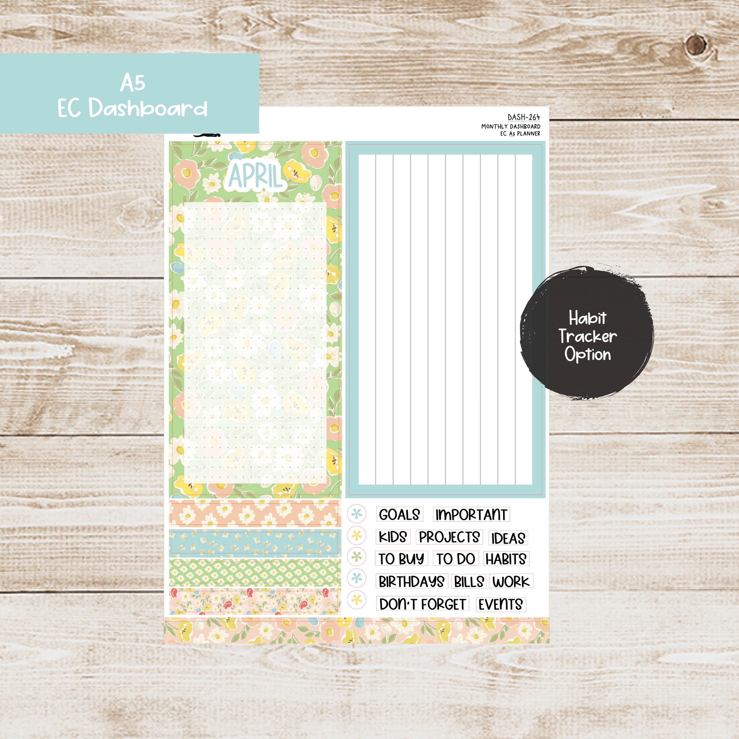 Erin Condren EC A5 Dashboard Monthly Kit - April 2025 - Gorgeous Garden ...