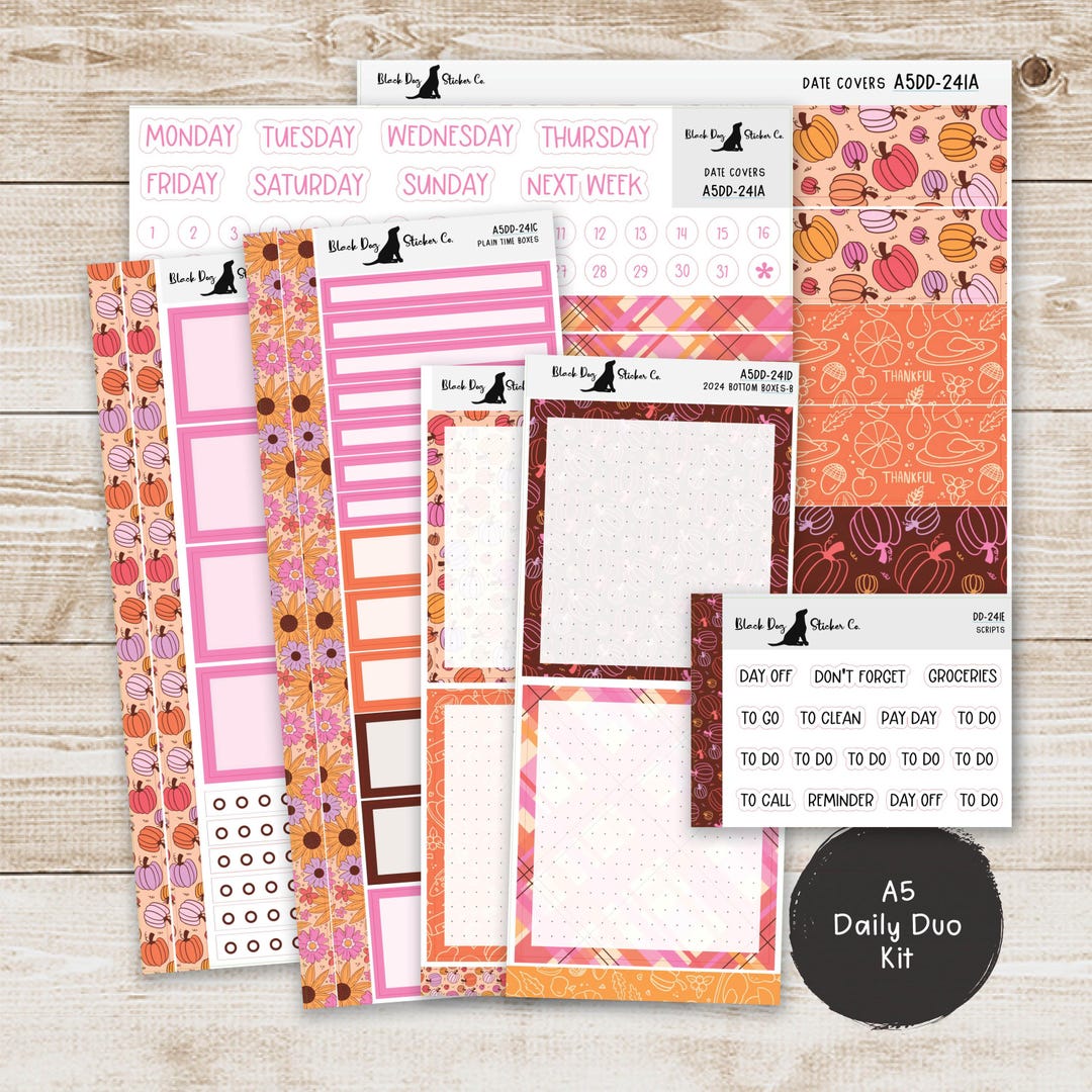 Erin Condren EC A5 Daily Duo Weekly Kit - Thankful - Planner Stickers ...
