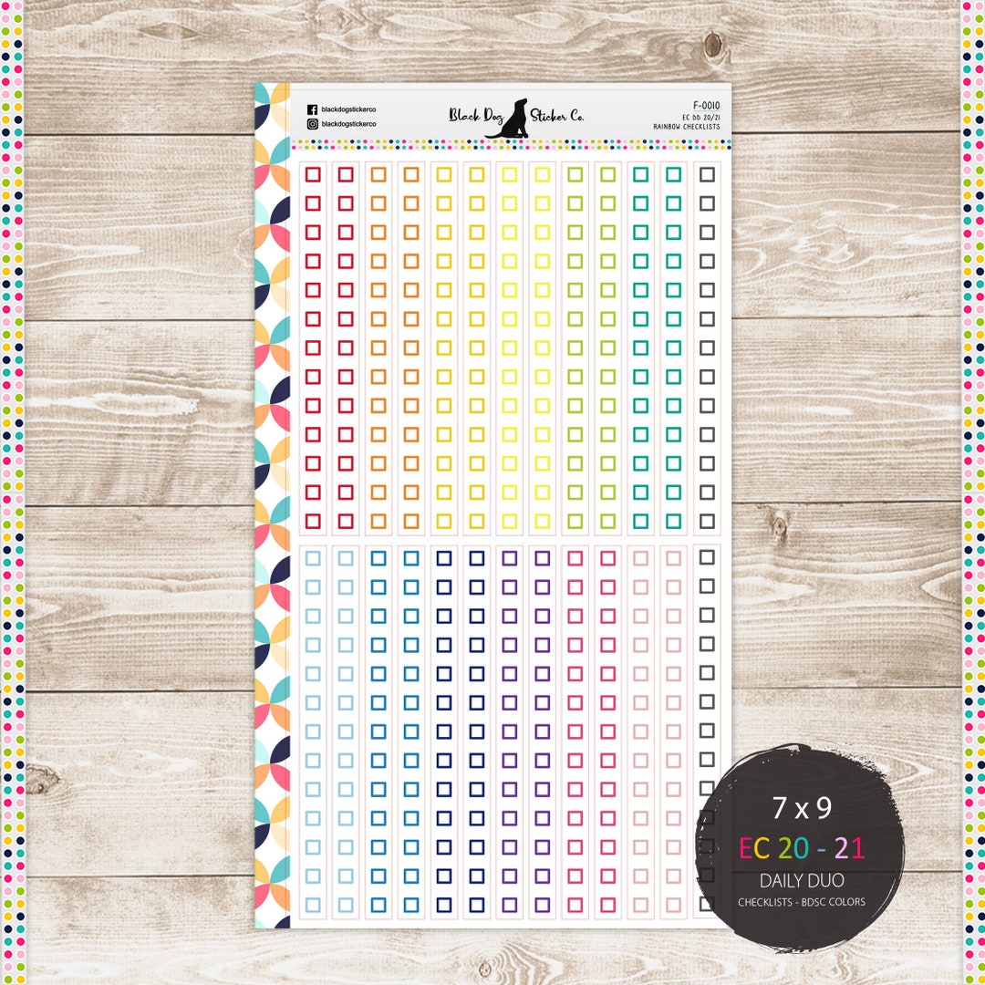 CHECKLISTS - Planner Stickers - Erin Condren Daily Duo - BD Rainbow ...