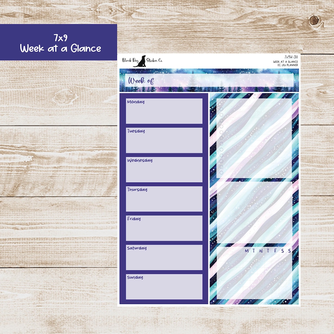 W-311 Erin Condren EC 7x9 or A5 Week at a Glance Kit - Aurora Aesthetic ...