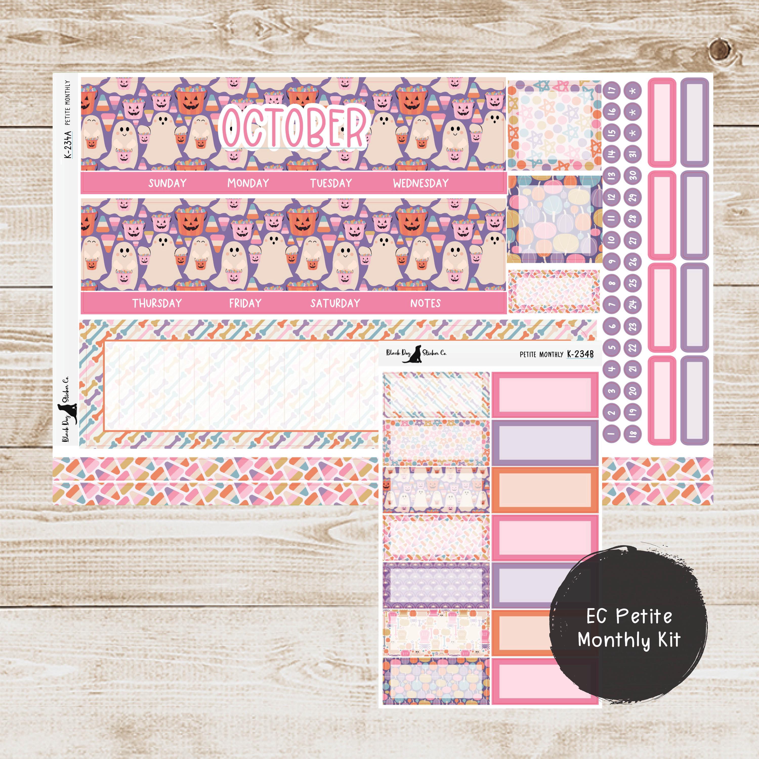 PET-234 - Erin Condren Petite Monthly Kit - October 2024 - Pastel ...