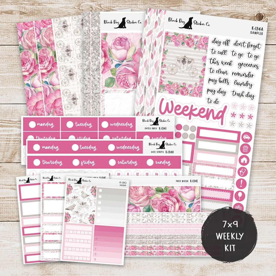K-134 Weekly Kit & Add-ons Pink Princess Planner Stickers - Etsy