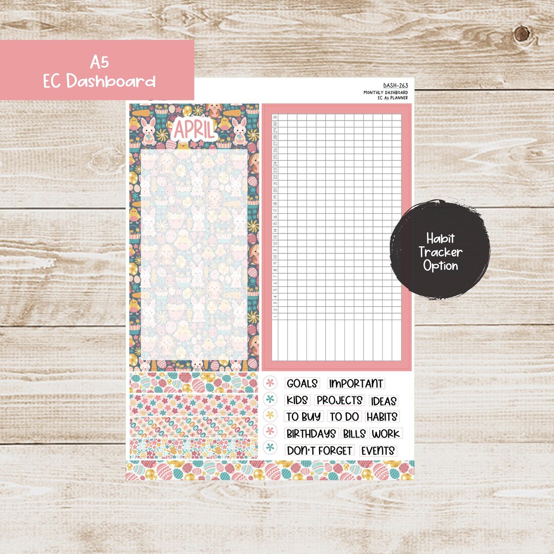 Erin Condren EC A5 Dashboard Monthly Kit - April 2025 - Farmhouse ...