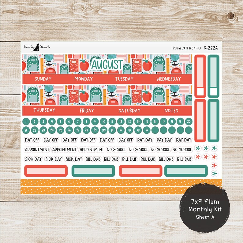 K-222 Plum Paper 7x9 Monthly Kit - August 2024 - Back to School ...