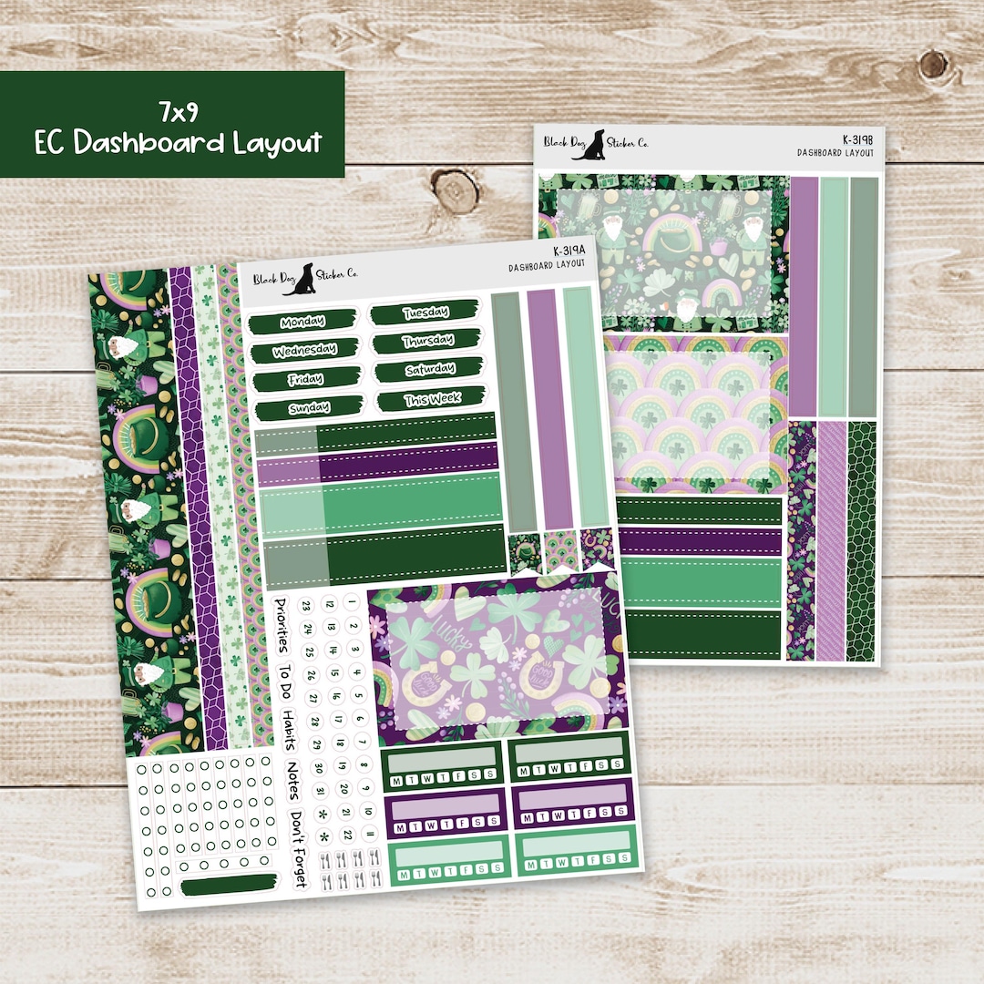 DB-319 Erin Condren EC 7x9 Dashboard Layout Weekly Kit - St. Patrick's ...