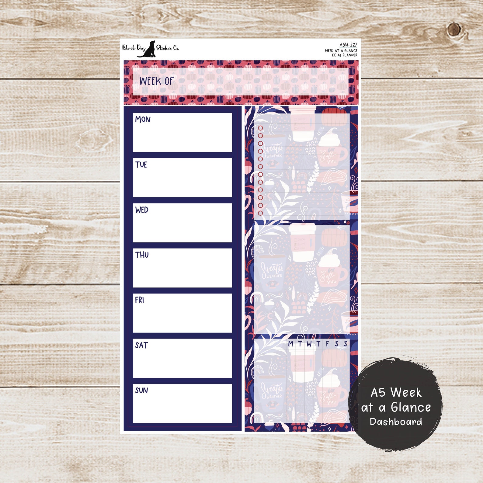 Erin Condren EC 7x9 or A5 Week at a Glance Kit - Sweater Weather ...