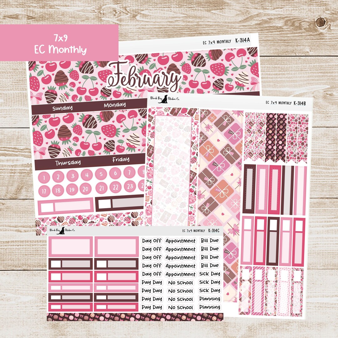 K-314 Erin Condren EC 7x9 Monthly Kit - February 2026 - Coquette ...