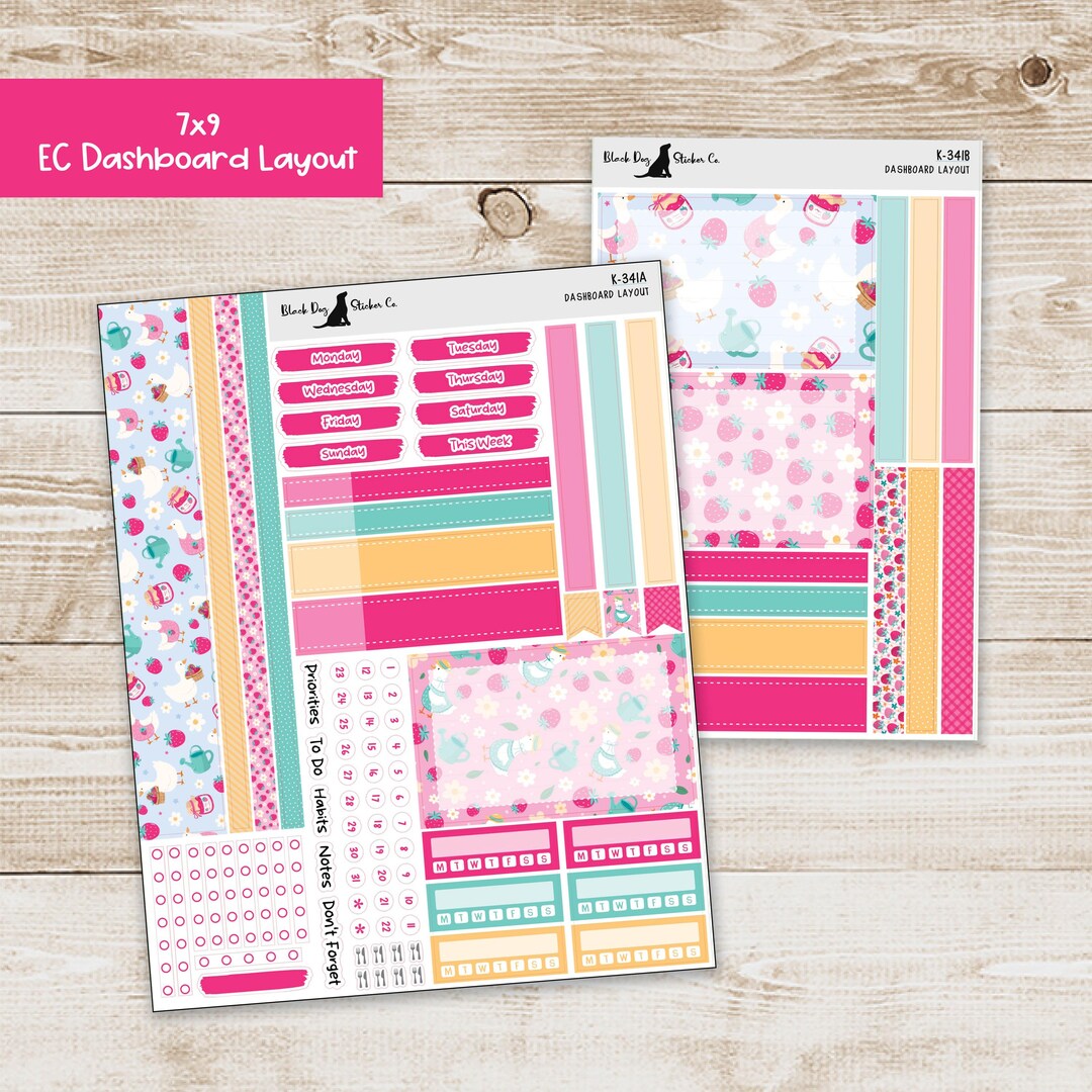 DB-341 Erin Condren EC 7x9 Dashboard Layout Weekly Kit - Silly Goose ...