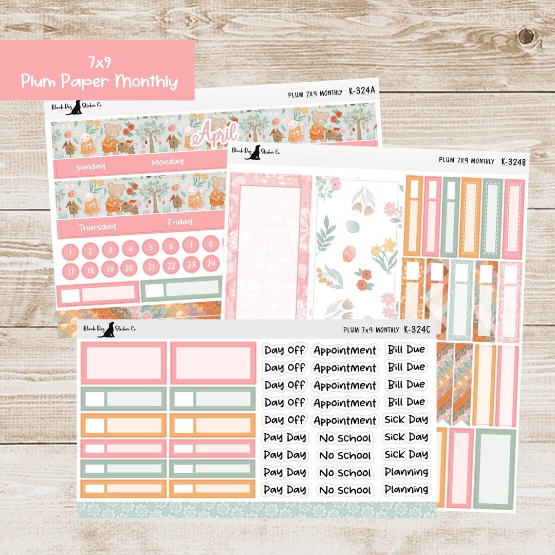 K-324 Plum Paper 7x9 Monthly Kit - April 2026 - Easter Cuties - Planner ...