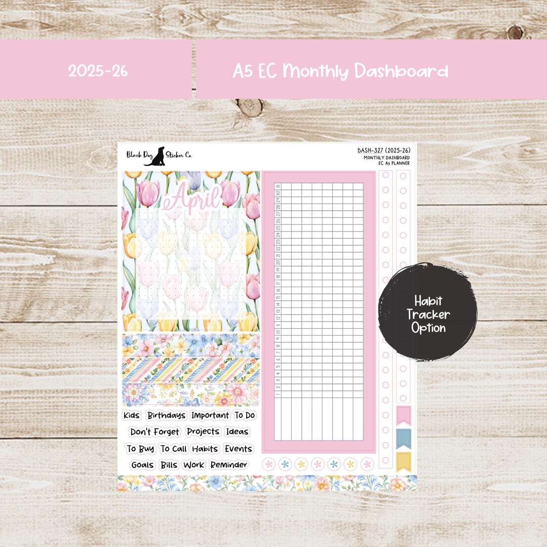 Erin Condren EC A5 Dashboard Monthly Kit - April 2026 - Spring Flowers ...