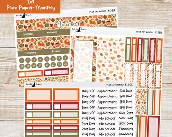 K-361 Plum Paper 7x9 Monthly Kit - November 2026 - Giving Thanks - Planner Stickers