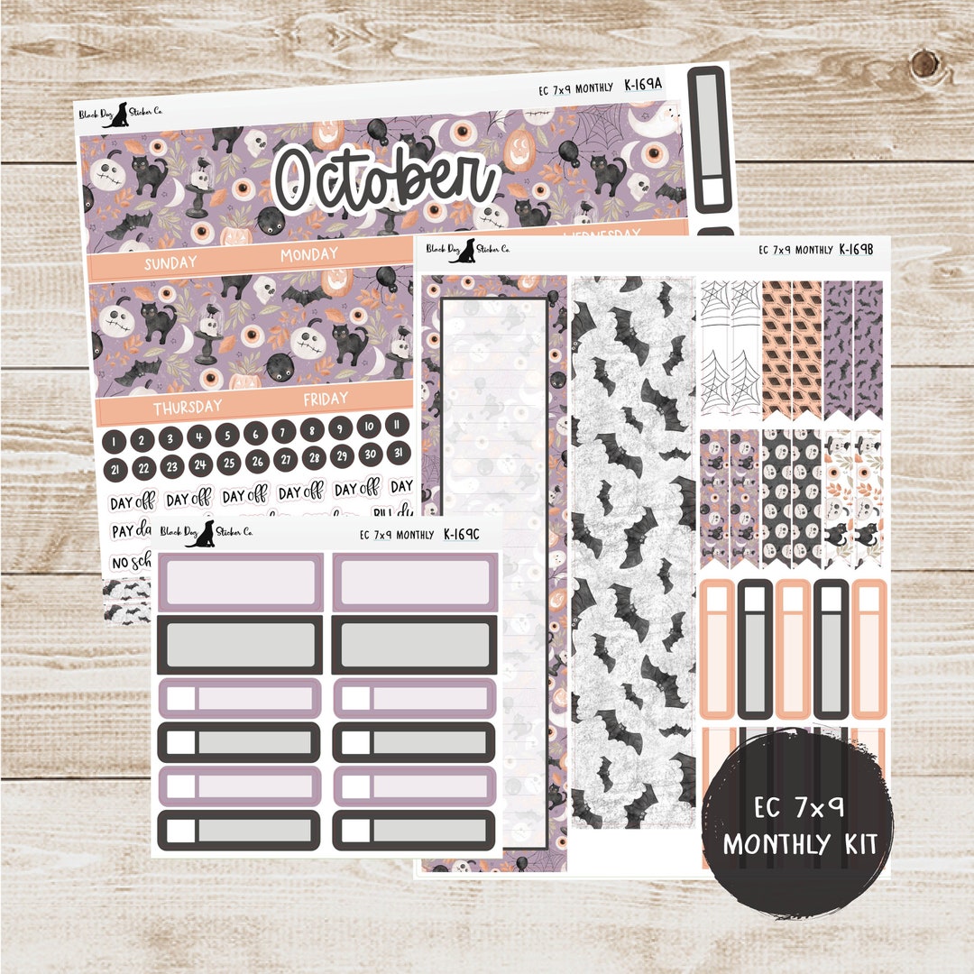K-169 Erin Condren EC 7x9 Monthly Kit October 2023 Howl-o-ween Planner ...