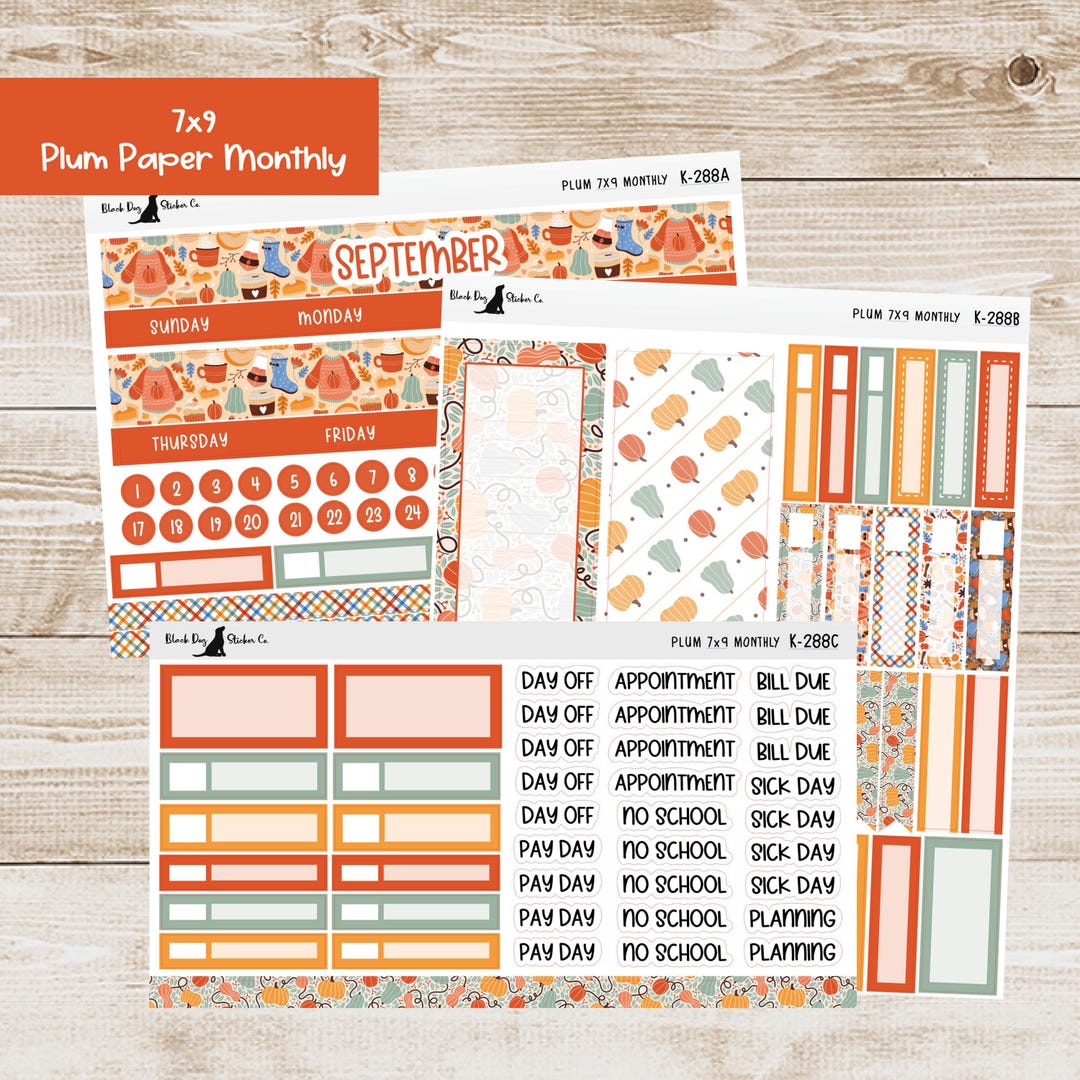 K-288 Plum Paper 7x9 Monthly Kit - September 2025 - Pumpkin Spice ...