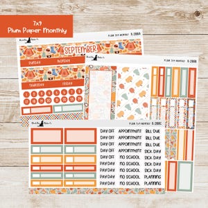 K-288 Plum Paper 7x9 Monthly Kit - September 2025 - Pumpkin Spice - Planner Stickers