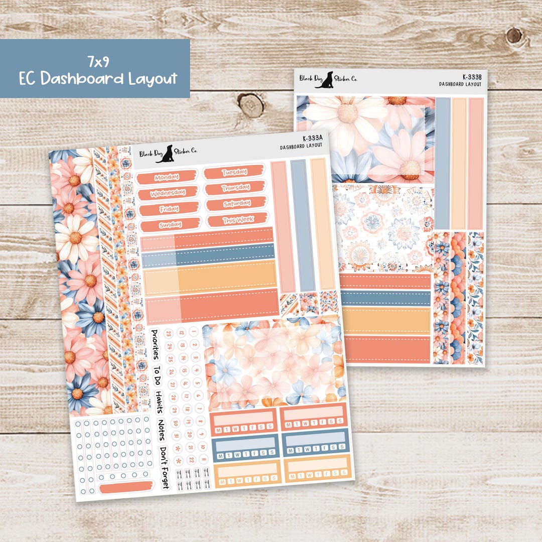 DB-333 Erin Condren EC 7x9 Dashboard Layout Weekly Kit - Fading Into ...