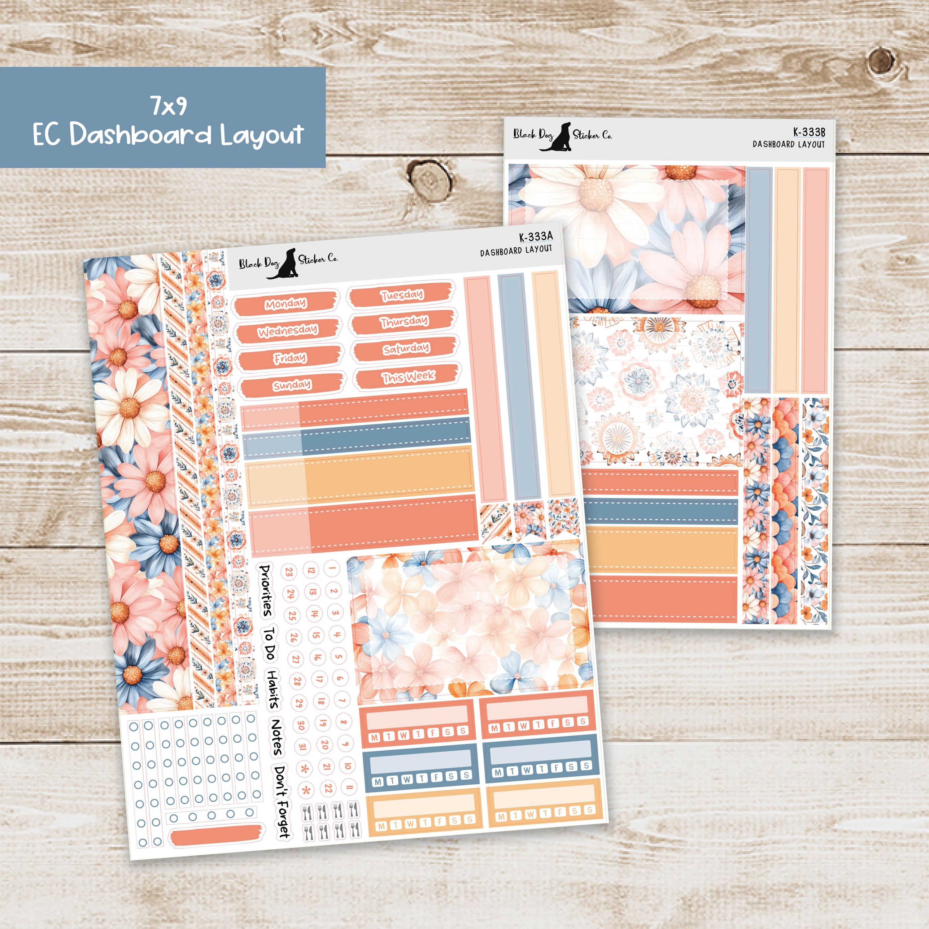 DB-333 Erin Condren EC 7x9 Dashboard Layout Weekly Kit - Fading Into ...