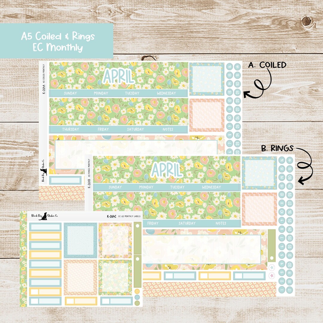 K-264 Erin Condren A5 Monthly Kit - April 2025 - Gorgeous Garden ...