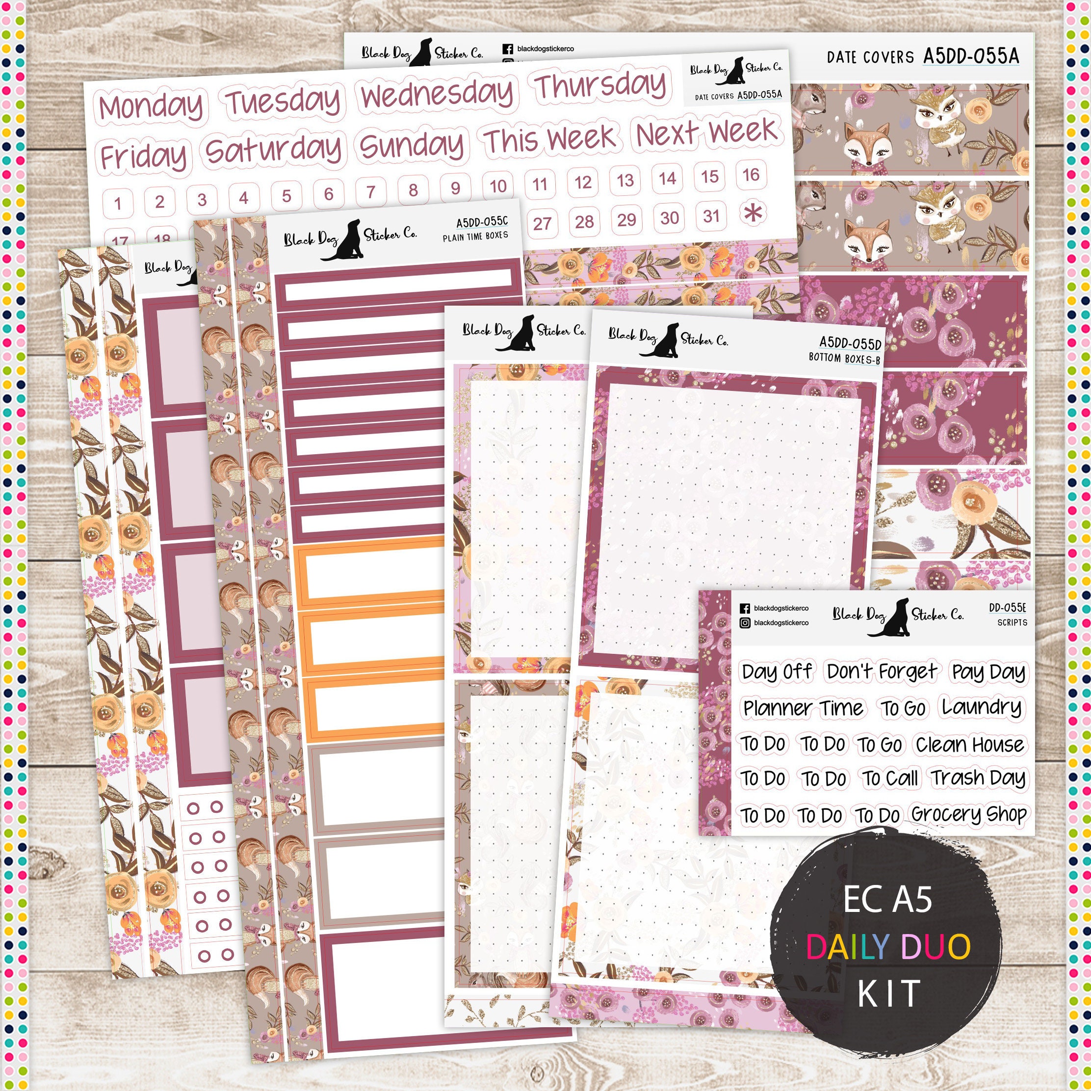 Erin Condren EC A5 Daily Duo Weekly Kit - Whimsical Woodland - Planne…